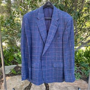 Maus & Hoffman all season blazer sport coat jacket blue plaid